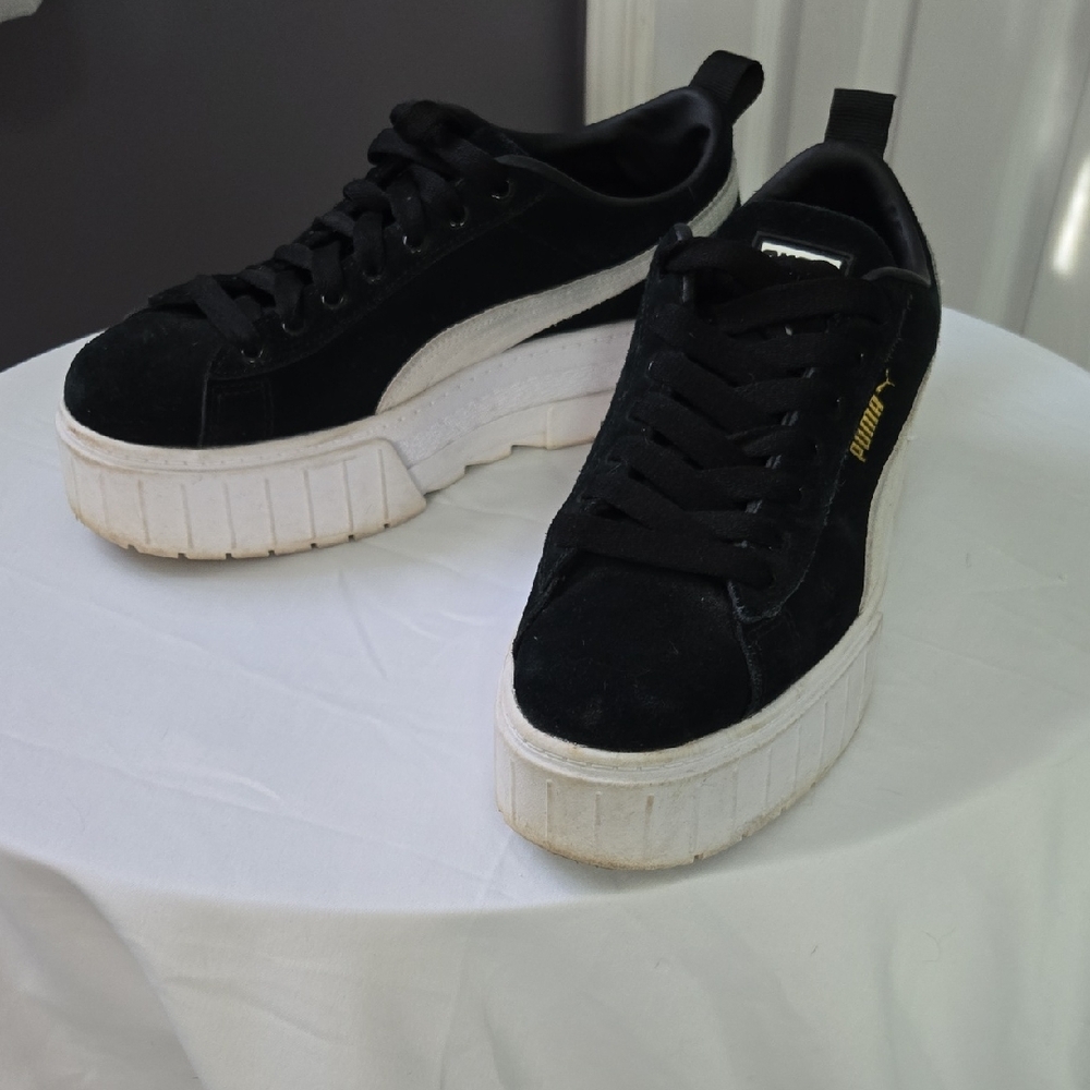 Puma Women's Black and White Platform Sneakers